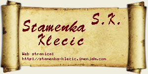 Stamenka Klecić vizit kartica